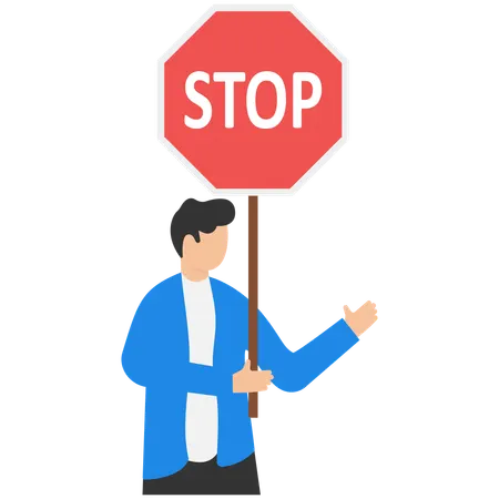 Businessman holding stop board  Illustration