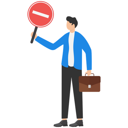 Businessman Holding Stop Sign  Illustration