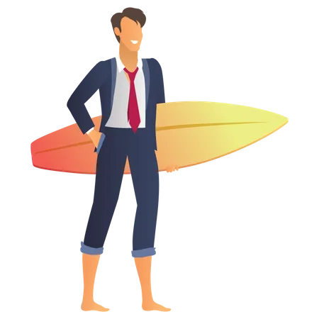 Businessman holding surfboard  Illustration