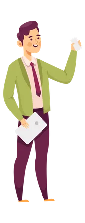 Businessman holding tablet Illustration