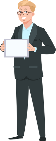 Businessman holding tablet Illustration