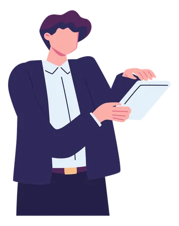 Businessman holding tablet  Illustration