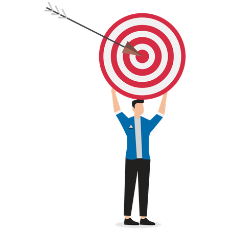 Businessman Holding Target and Arrow Achieve Goal  Illustration