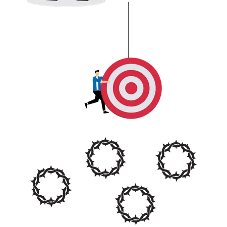 Businessman holding target bubble tightly  Illustration