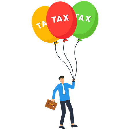 Businessman holding tax balloon  Illustration