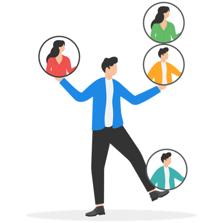 Businessman holding team structure changes to improve efficiency  Illustration