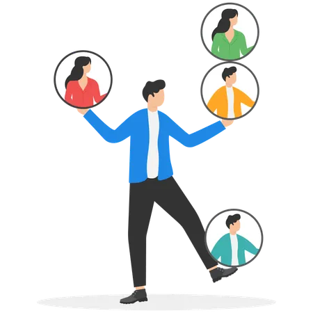 Businessman holding team structure changes to improve efficiency  Illustration