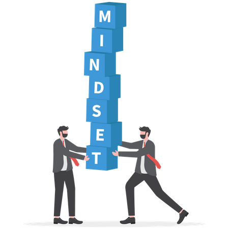 Businessman holding the word MINDSET  Illustration