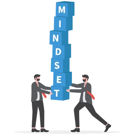 Businessman holding the word MINDSET  Illustration