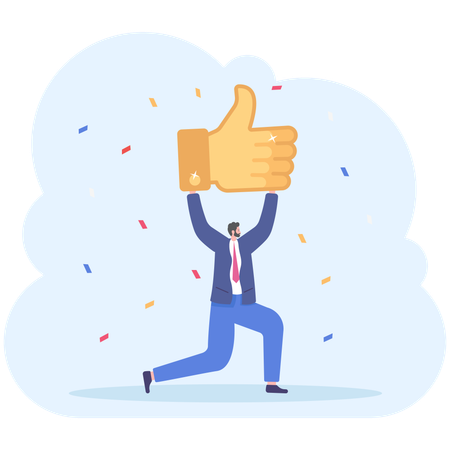 Businessman holding thumbs up  Illustration