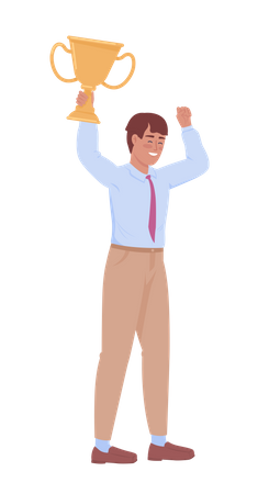 Businessman holding trophy  Illustration