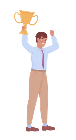 Businessman holding trophy  Illustration