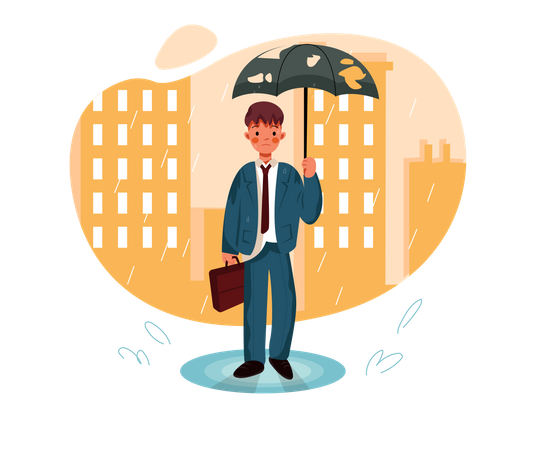Businessman holding umbrella Illustration