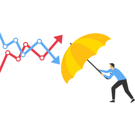 방어용 스톡에서 우산 커버를 잡고 있는 사업가  일러스트레이션