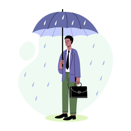 Businessman Holding umbrella  Illustration