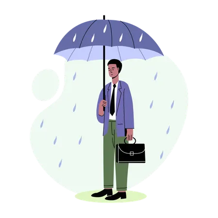 Businessman Holding umbrella  Illustration