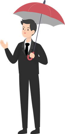 Businessman Holding Umbrella  Illustration