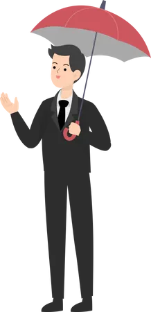 Businessman Holding Umbrella  Illustration