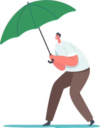 Businessman holding umbrella  Illustration