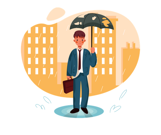 Businessman holding umbrella  Illustration