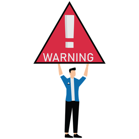 Businessman holding up big red warning sign  Illustration