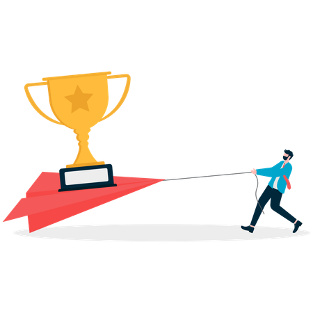 Businessman Holding Victory  Illustration