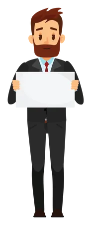 Businessman holding white paper  Illustration