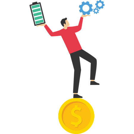 Businessman holding work and life balance  Illustration