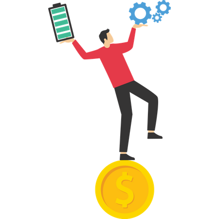 Businessman holding work and life balance  Illustration