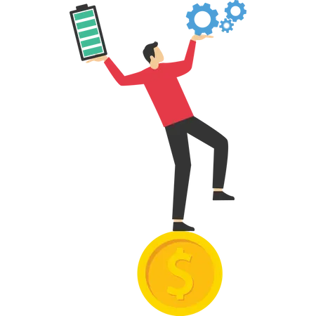 Businessman holding work and life balance  Illustration