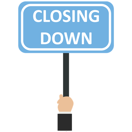Businessman holds a closing down sign  Illustration