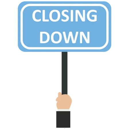 Businessman holds a closing down sign  Illustration