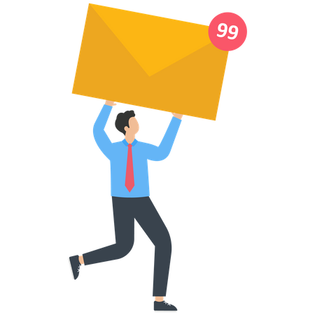 Businessman holds a mail with notification  Illustration