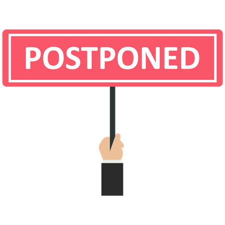 Businessman holds a postponed sign  Illustration
