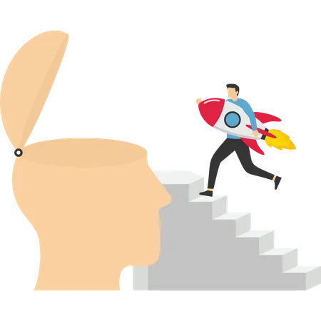 Businessman holds  rocket in head  Illustration