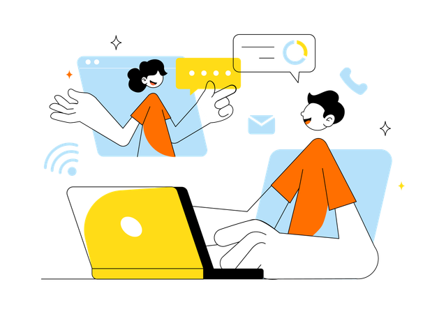 Businessman Home Remote Working Setup  Illustration