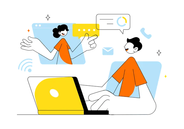 Businessman Home Remote Working Setup  Illustration