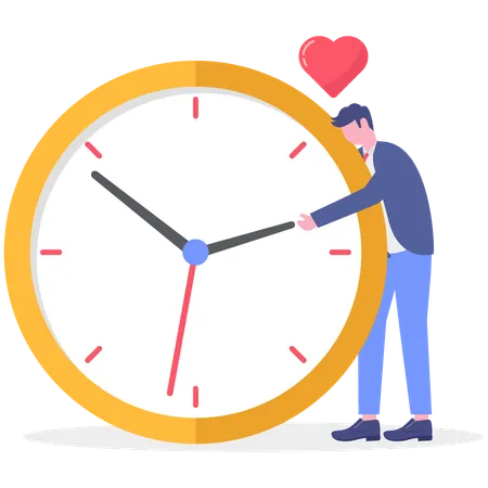 Businessman hugging clock  Illustration