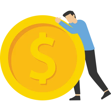 Businessman hugging his winnings  Illustration