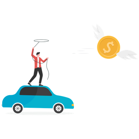 Businessman hunt for money to succeed in business  Illustration