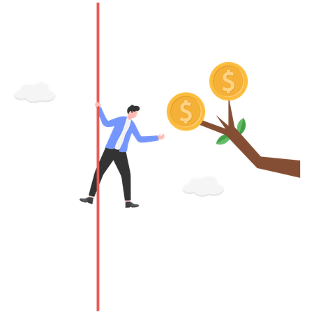 Businessman hunt for money to succeed in business  Illustration