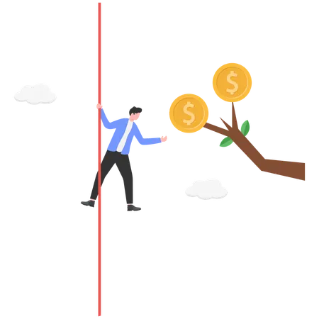 Businessman hunt for money to succeed in business  Illustration