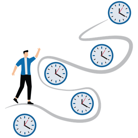 Businessman hurry running on time counting down deadline  Illustration