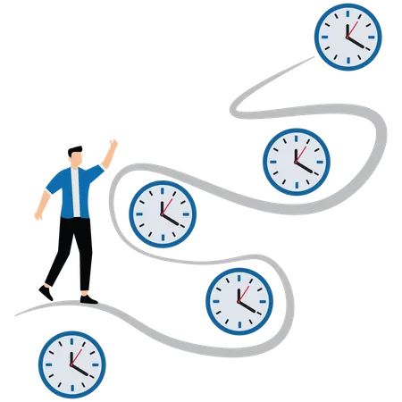 Businessman hurry running on time counting down deadline  Illustration