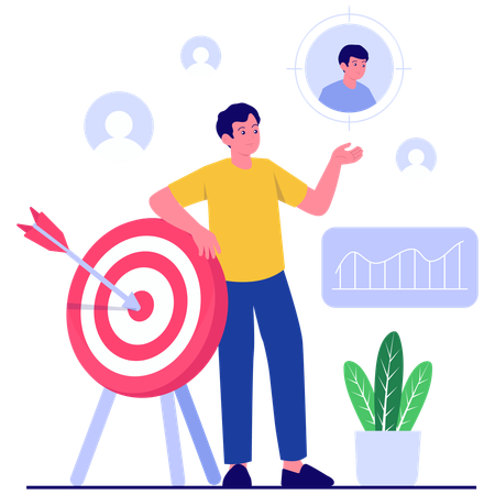Businessman Identifying Ideal Target Audience  Illustration