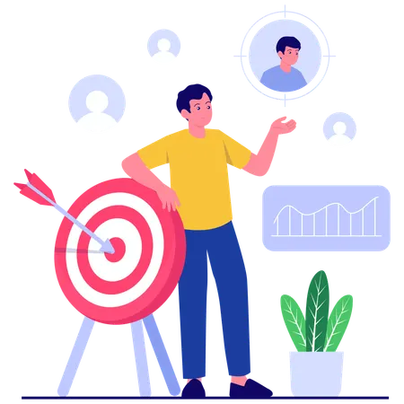 Businessman Identifying Ideal Target Audience  Illustration