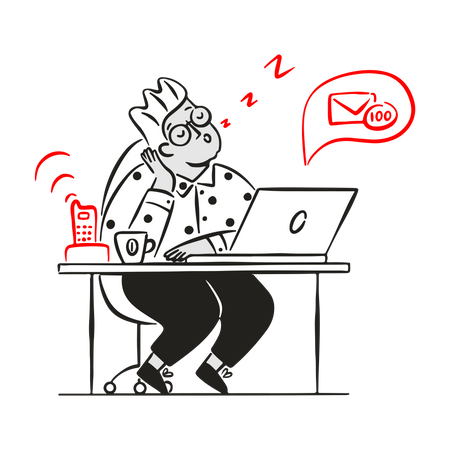 Businessman ignoring emails  Illustration