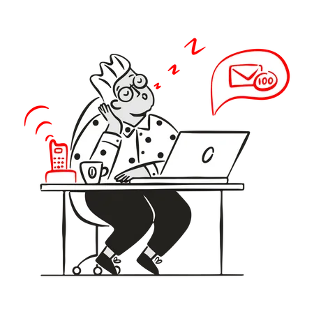 Businessman ignoring emails  Illustration