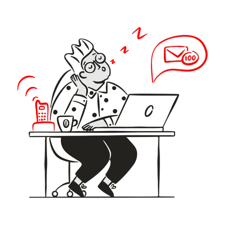 Businessman ignoring emails  Illustration