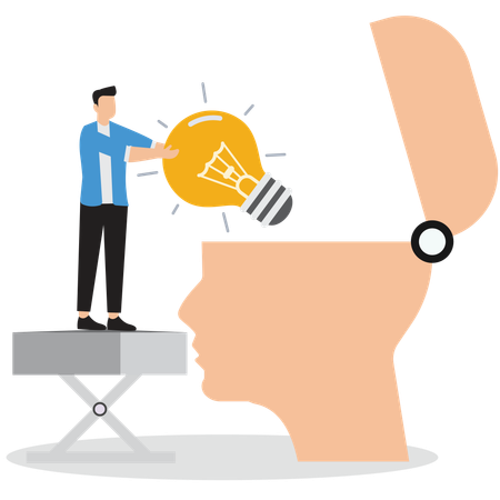 Businessman implementing business idea in head  Illustration